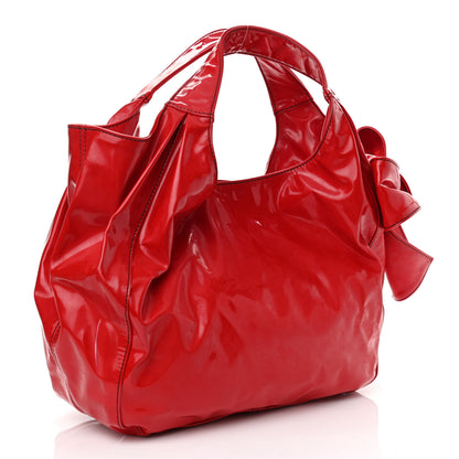 Valentino Garavani Patent Lacca Nuage Bow Hobo Red 3 of 9