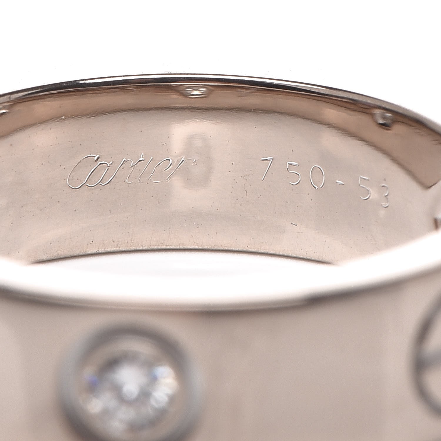 Cartier 18K White Gold 3 Diamond 5.5mm LOVE Ring 53 6.25 4 of 4