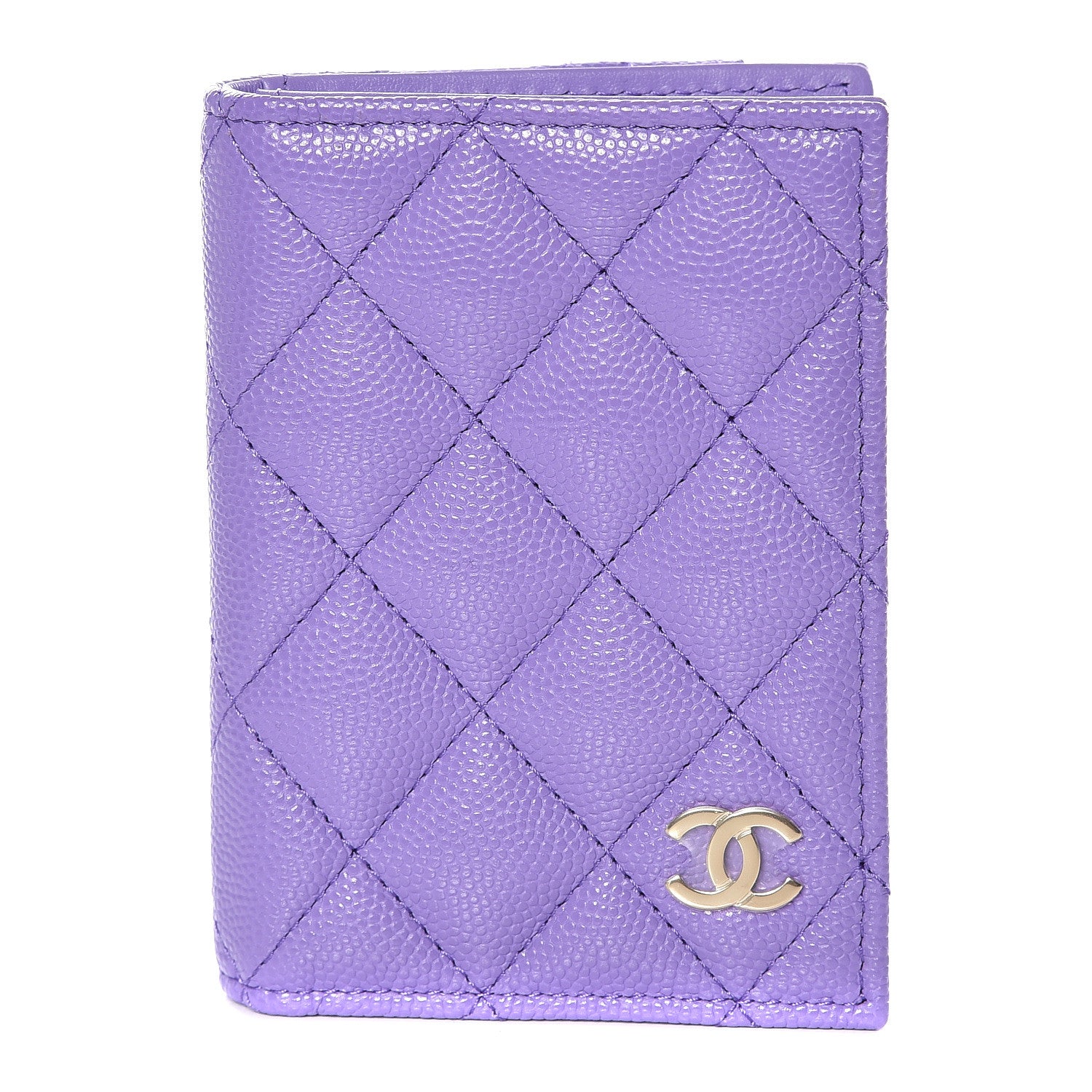 Chanel Caviar Quilted Card Holder Wallet Purple 1 of 10