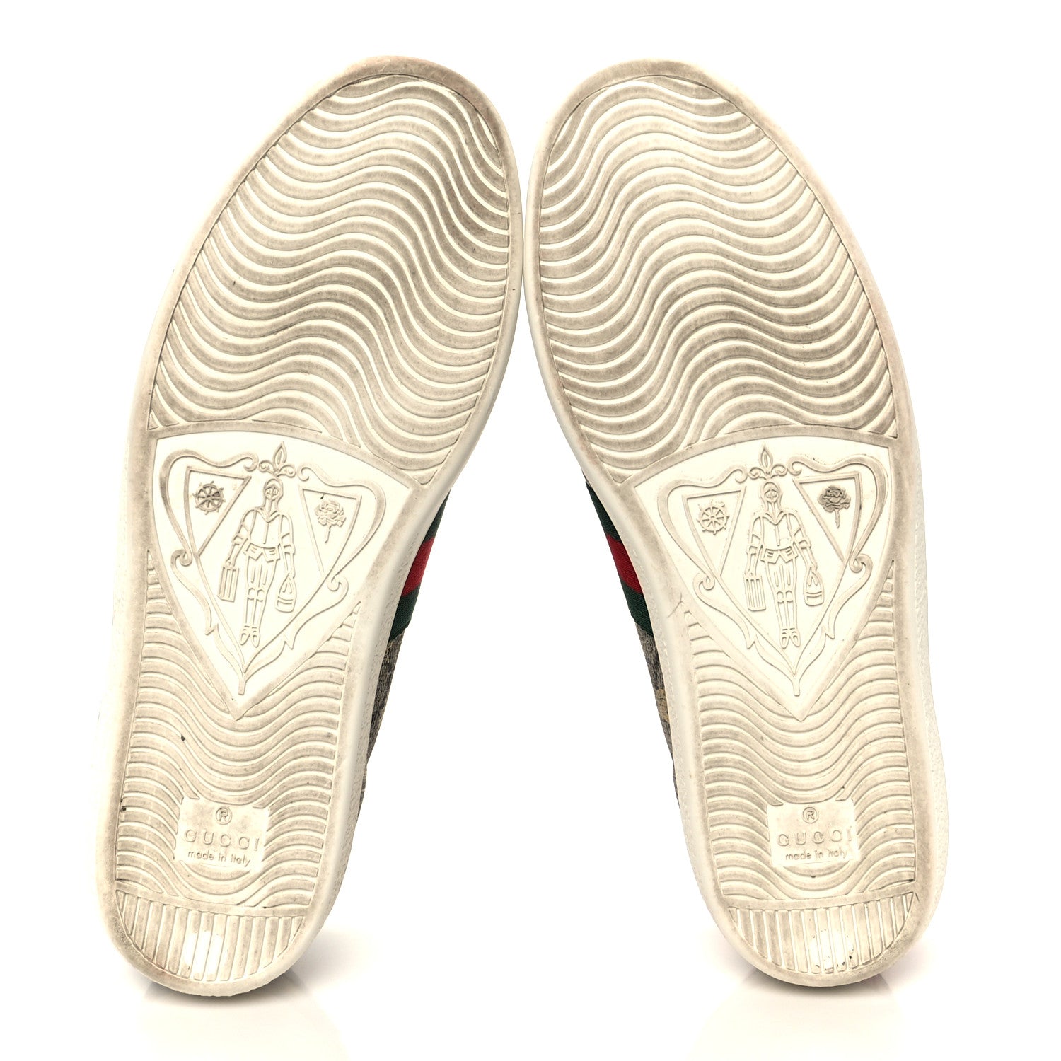 Gucci GG Supreme Monogram Bees Ayers Web Womens Ace Sneakers 37 Beige Oro Green Red 6 of 12