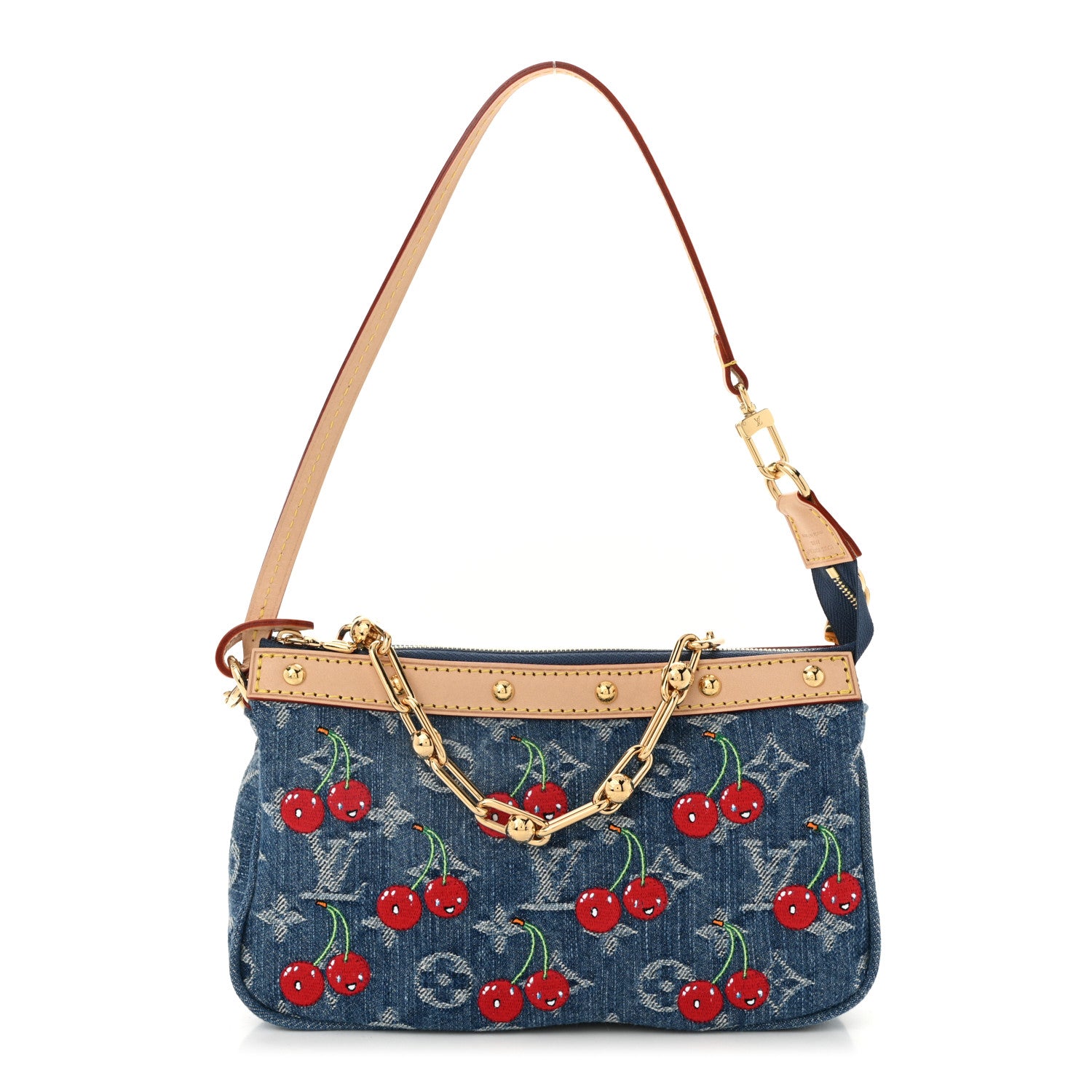 Louis Vuitton LV X TM Monogram Denim Cerises Pochette Accessories Blue 1 of 9