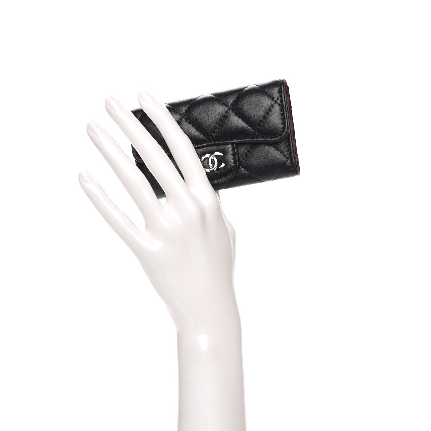 Chanel Lambskin Quilted 6 Key Holder Black 2 of 9
