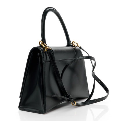 Balenciaga Shiny Box Calfskin Medium Hourglass Top Handle Bag Black 3 of 12