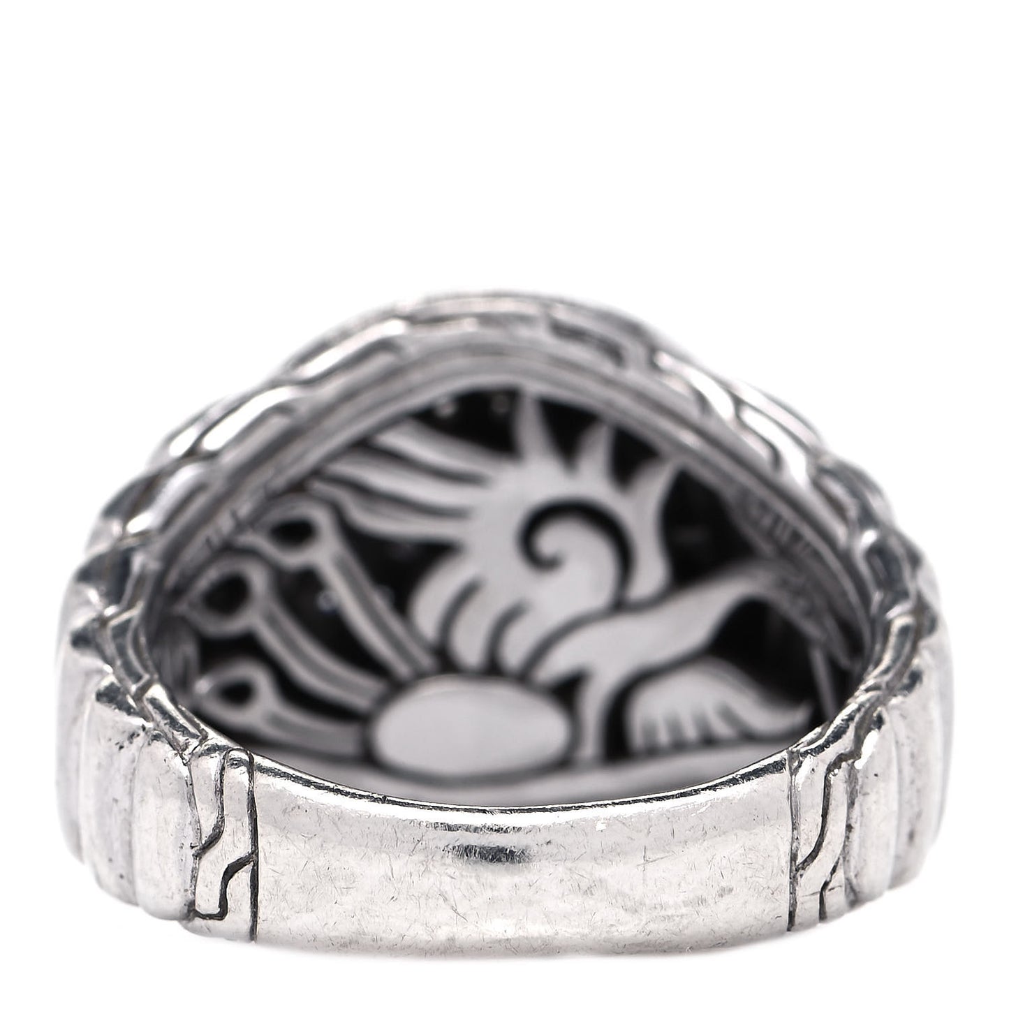 Sterling Silver Diamond Batu Bedeg Round Ring 54 7