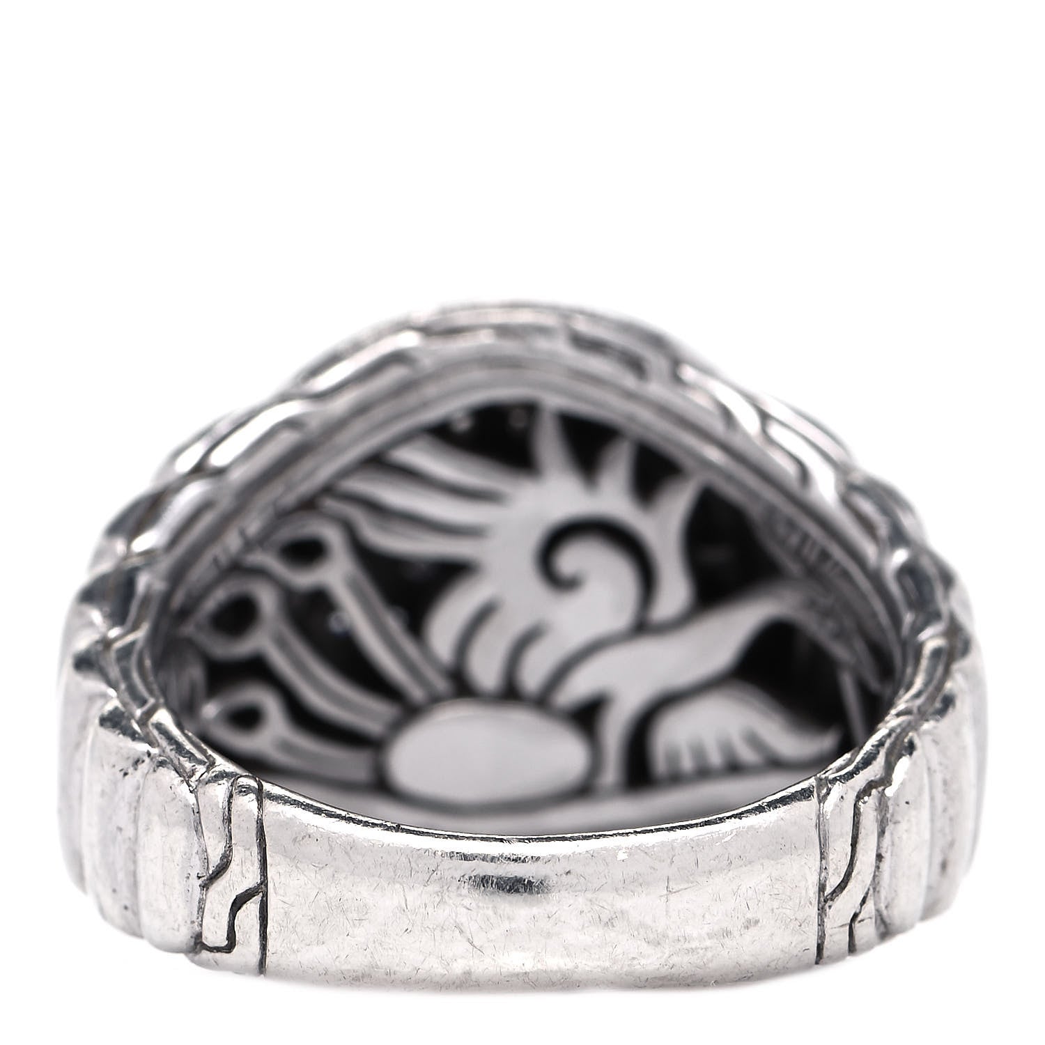 John Hardy Sterling Silver Diamond Batu Bedeg Round Ring 54 7 3 of 4