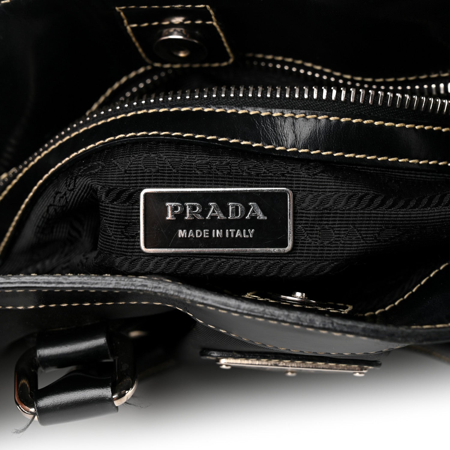 Prada Tessuto Nylon Calfskin Flat Messenger Bag Black 6 of 10