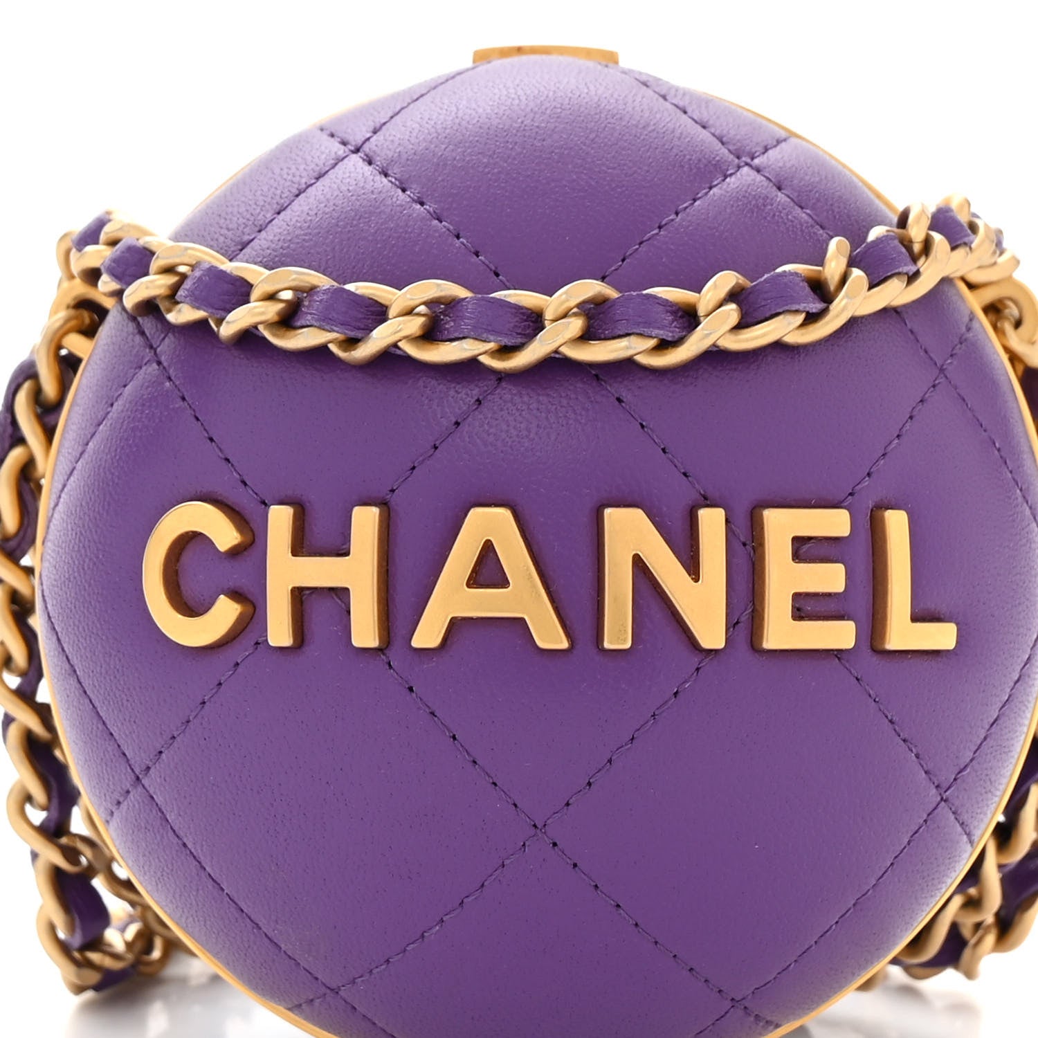 Chanel Lambskin CC Minaudiere Sphere Chain Clutch Purple 8 of 10