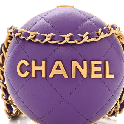 Chanel Lambskin CC Minaudiere Sphere Chain Clutch Purple 8 of 10