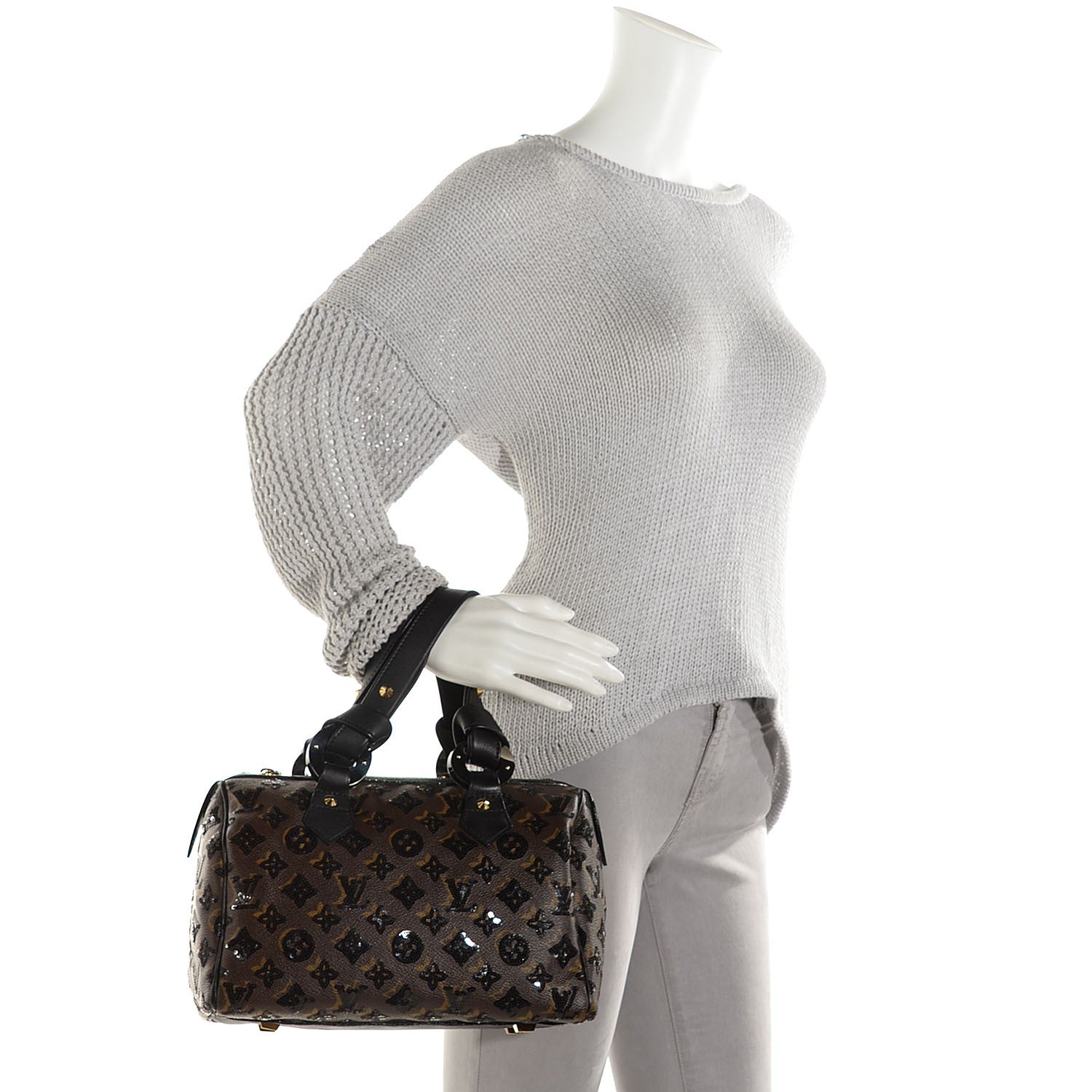 Louis Vuitton Monogram Sequins Eclipse Speedy 28 Black 2 of 7