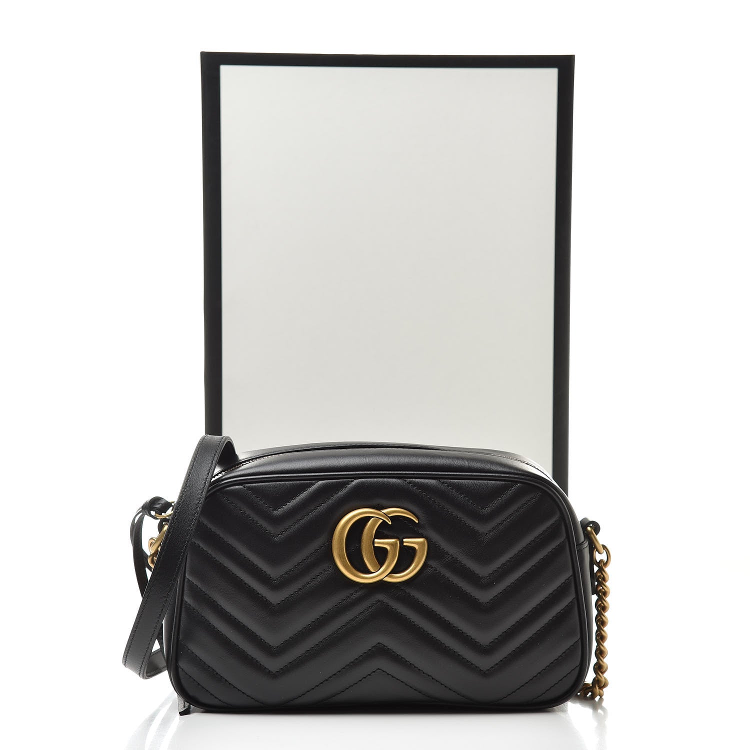 Gucci Calfskin Matelasse Small GG Marmont Chain Shoulder Bag Black 11 of 11