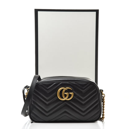Gucci Calfskin Matelasse Small GG Marmont Chain Shoulder Bag Black 11 of 11