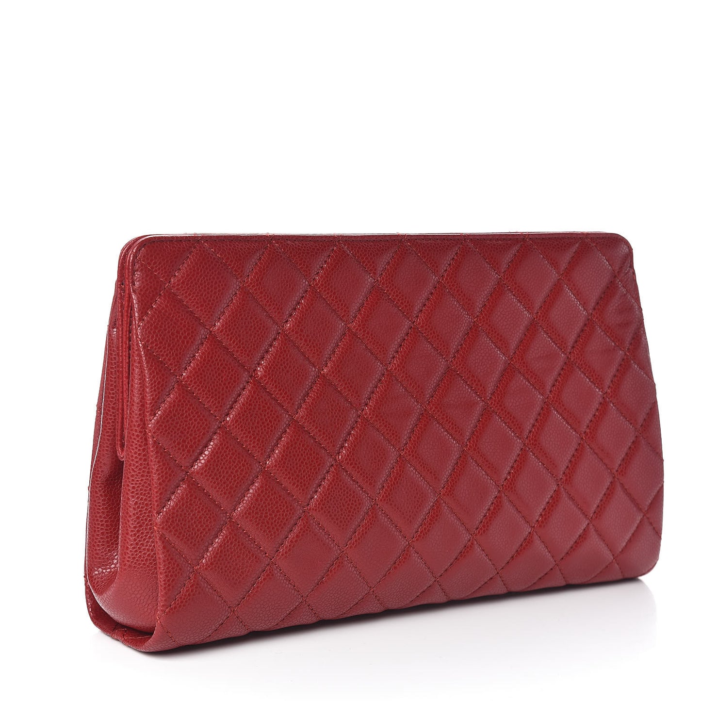 Caviar Quilted Large CC Clutch Red