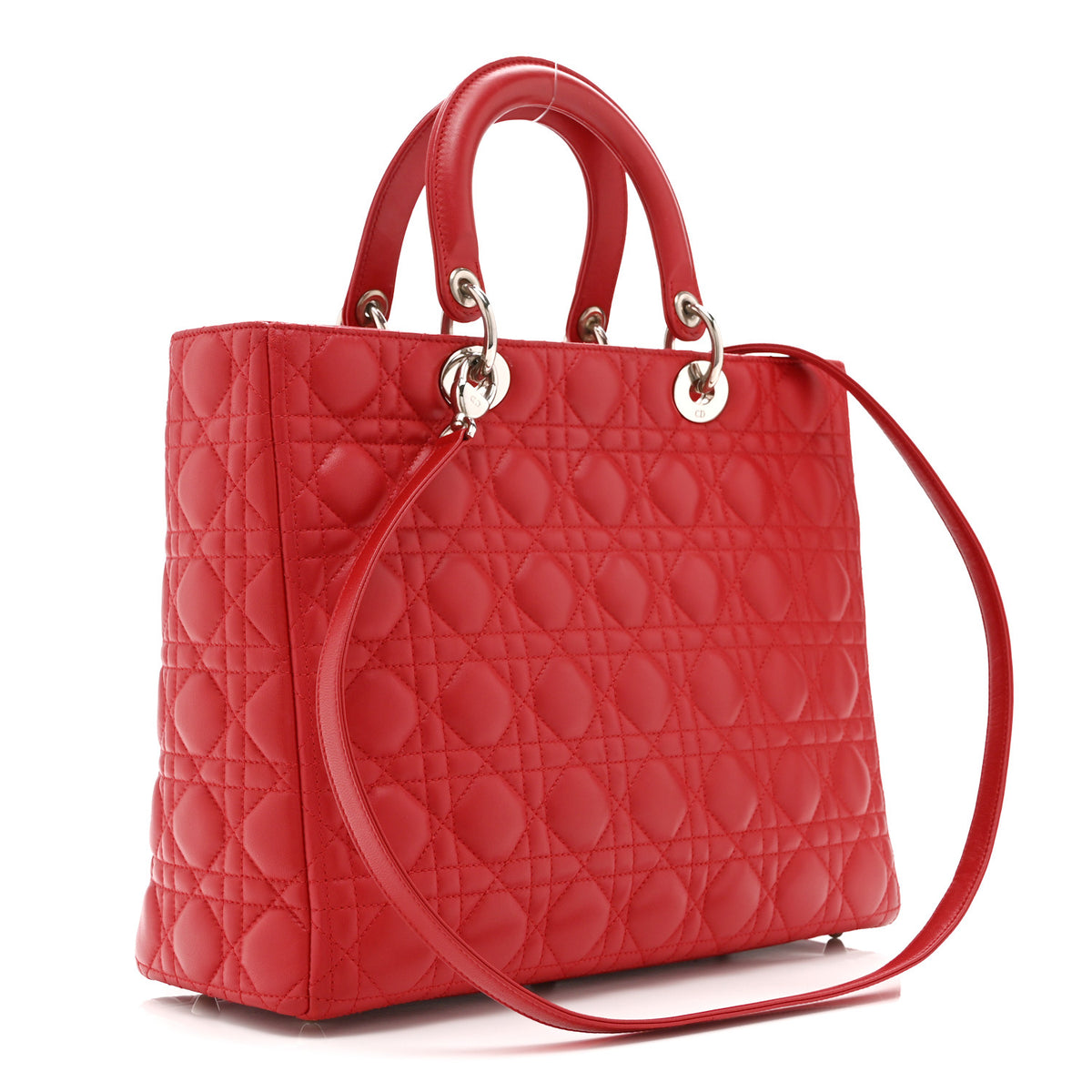 Christian Dior Lambskin Cannage Large Lady Dior Red 3 of 10