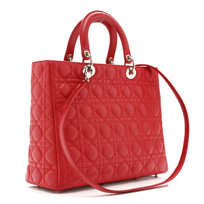 Christian Dior Lambskin Cannage Large Lady Dior Red 3 of 10