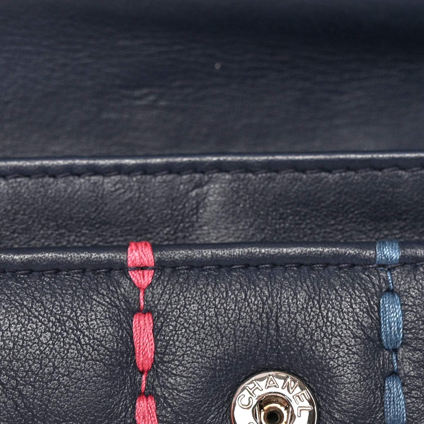 Lambskin Quilted Stitched Card Holder Blue Multicolor