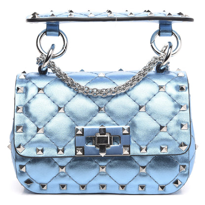 Valentino Garavani Metallic Nappa Micro Rockstud Spike Shoulder Bag Cerulean 1 of 9