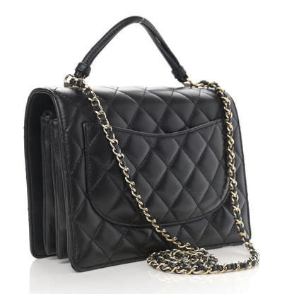 Chanel Lambskin Quilted Small Handle Tied Top Handle Flap Black 3 of 15