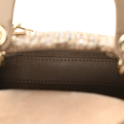 Christian Dior Lambskin Cannage Beaded Crystal Embroidered Micro Lady Dior Beige 5 of 11