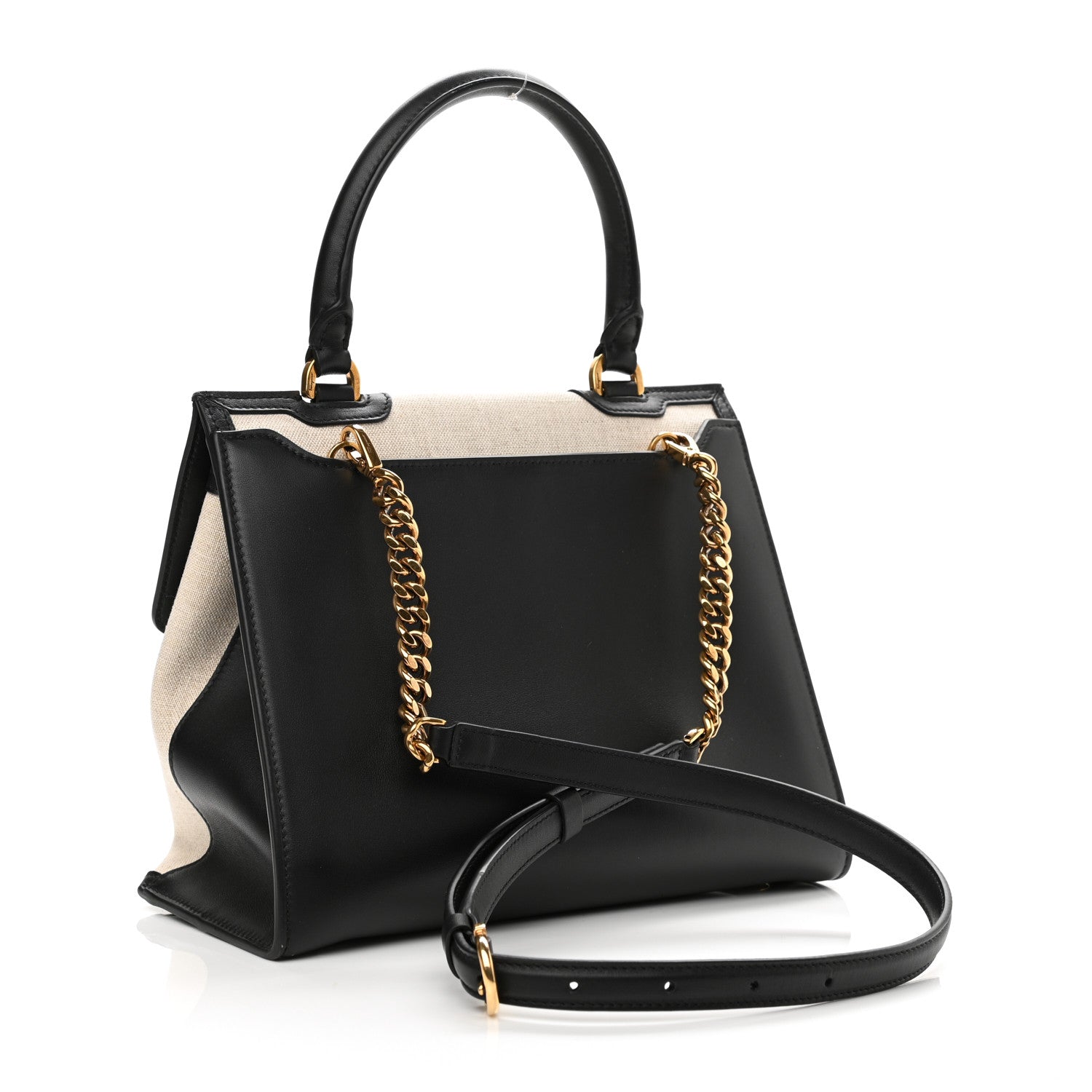 Salvatore Ferragamo Calfskin Trifolio Kuban Beige Black 3 of 9