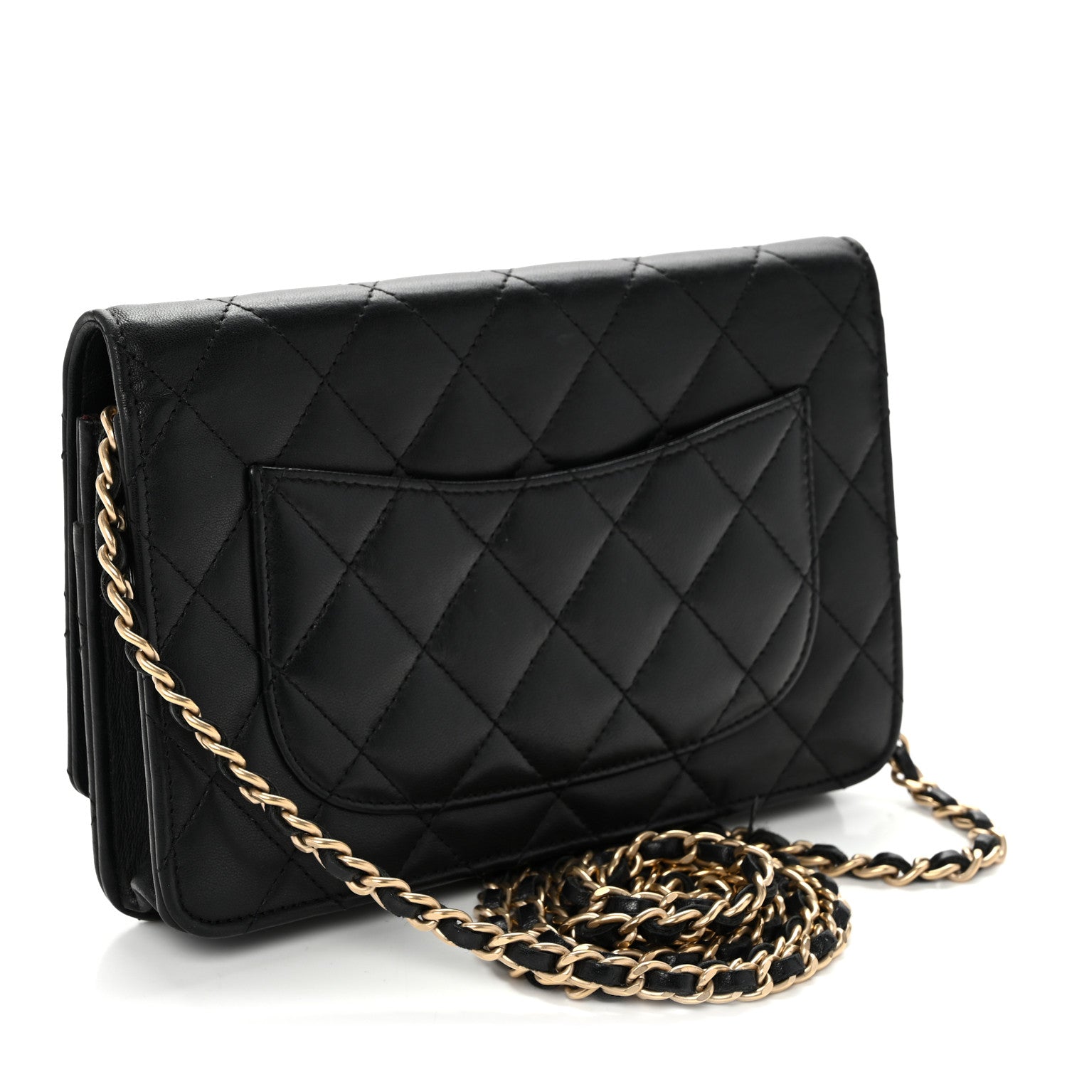 Chanel Lambskin Quilted Wallet On Chain WOC Black 3 of 13