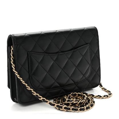 Chanel Lambskin Quilted Wallet On Chain WOC Black 3 of 13