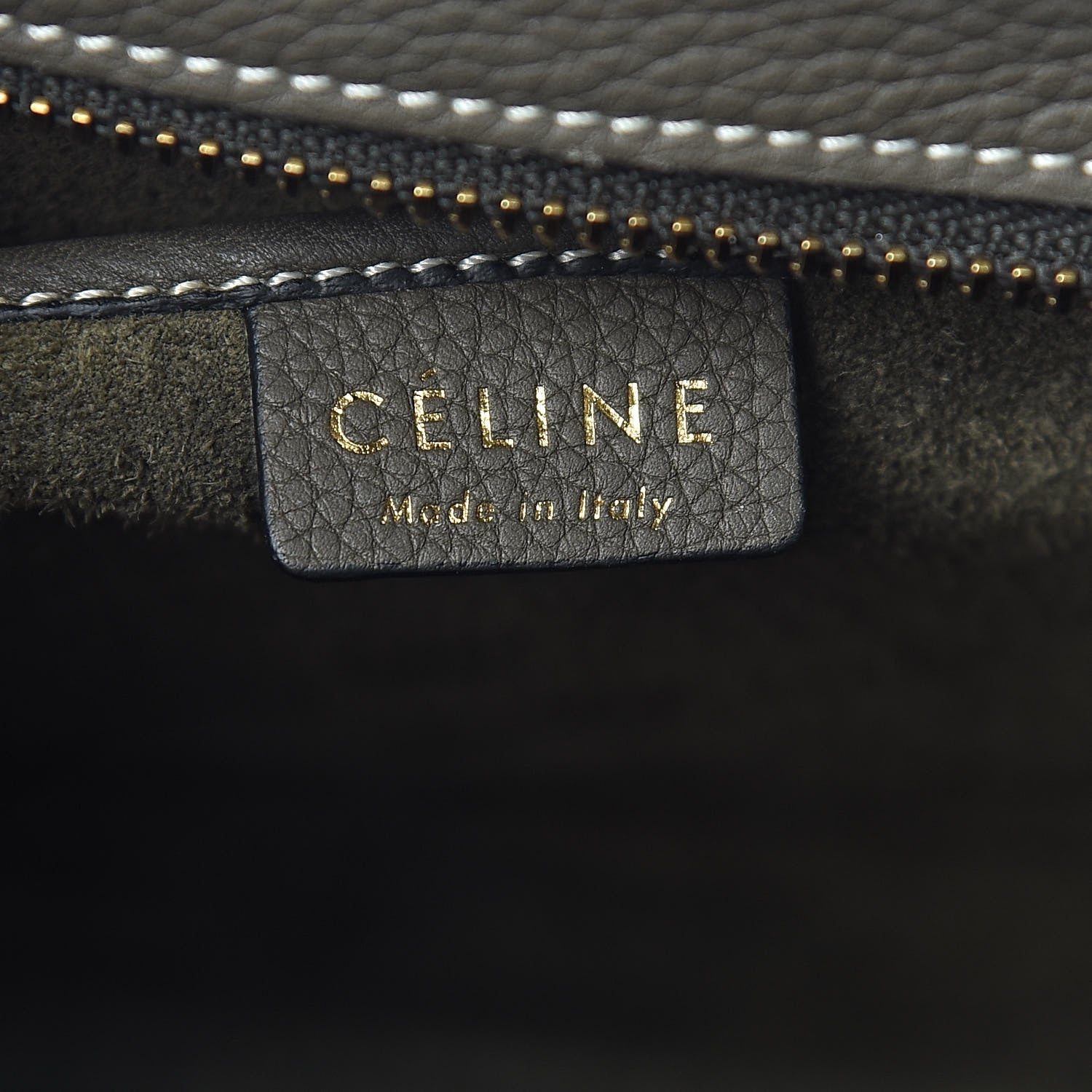 Celine Drummed Calfskin Nano Luggage Stone 6 of 12