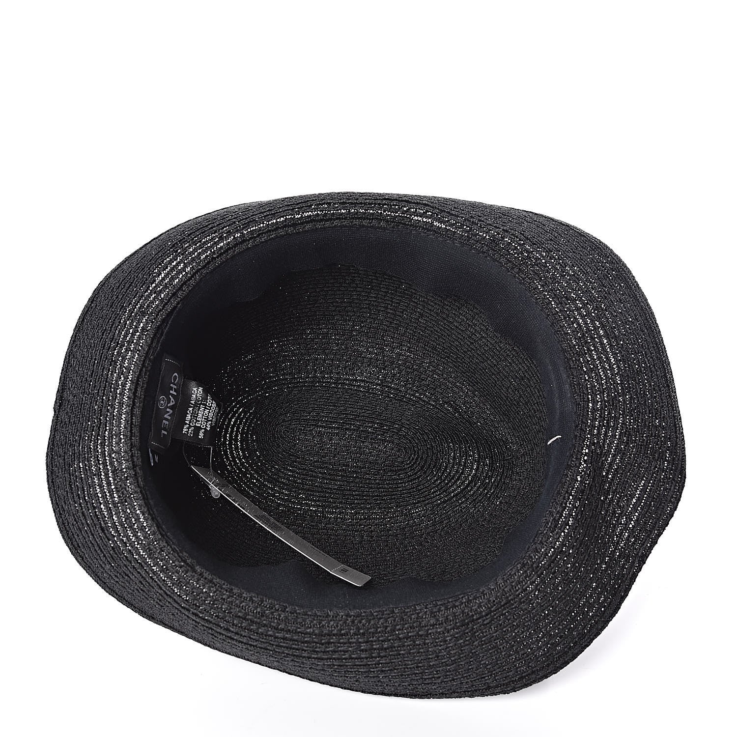 Chanel Straw CC Fedora Hat M Black 4 of 5