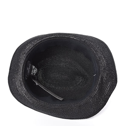 Chanel Straw CC Fedora Hat M Black 4 of 5
