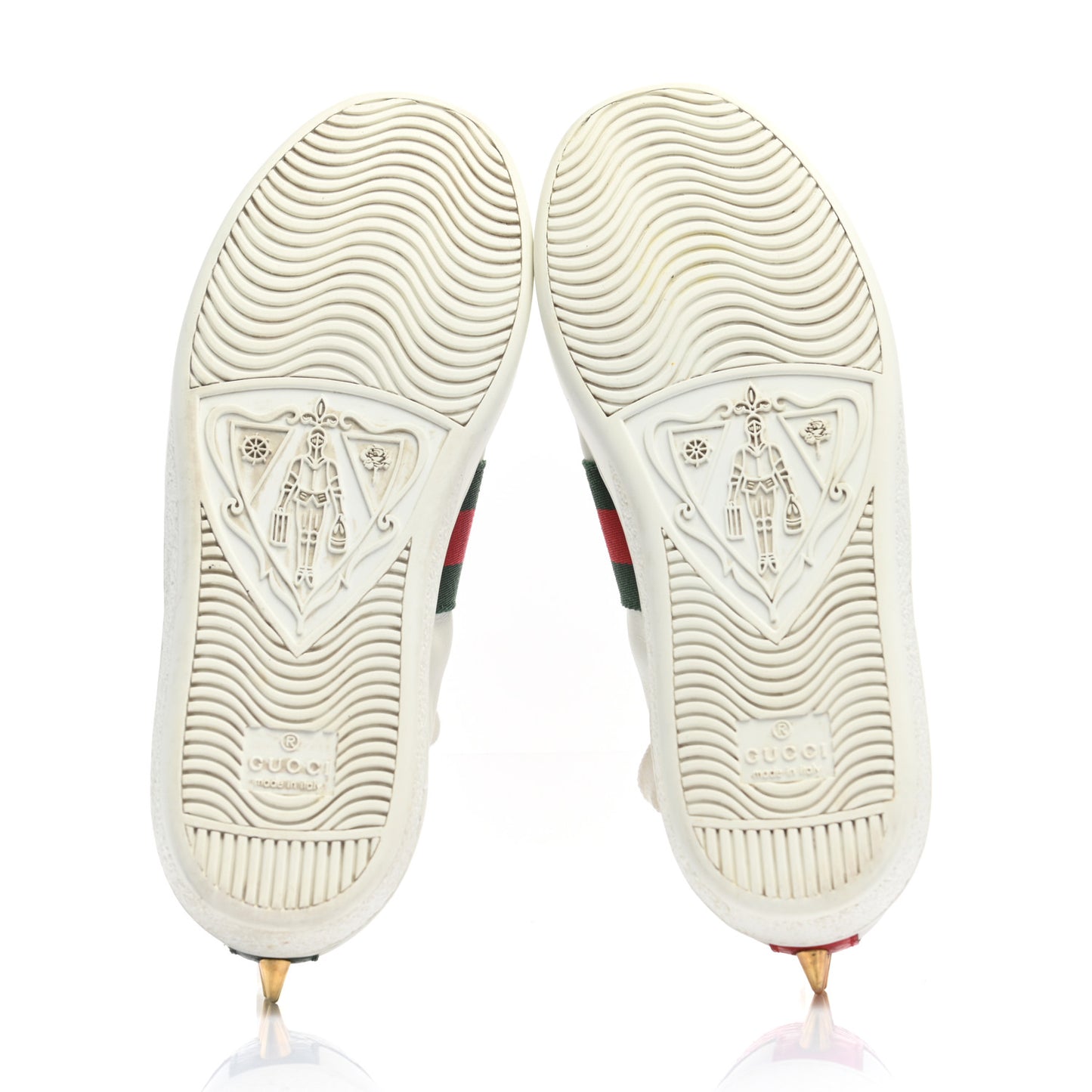 Calfskin Web Pearl Studded Womens Ace Sneakers 35 White