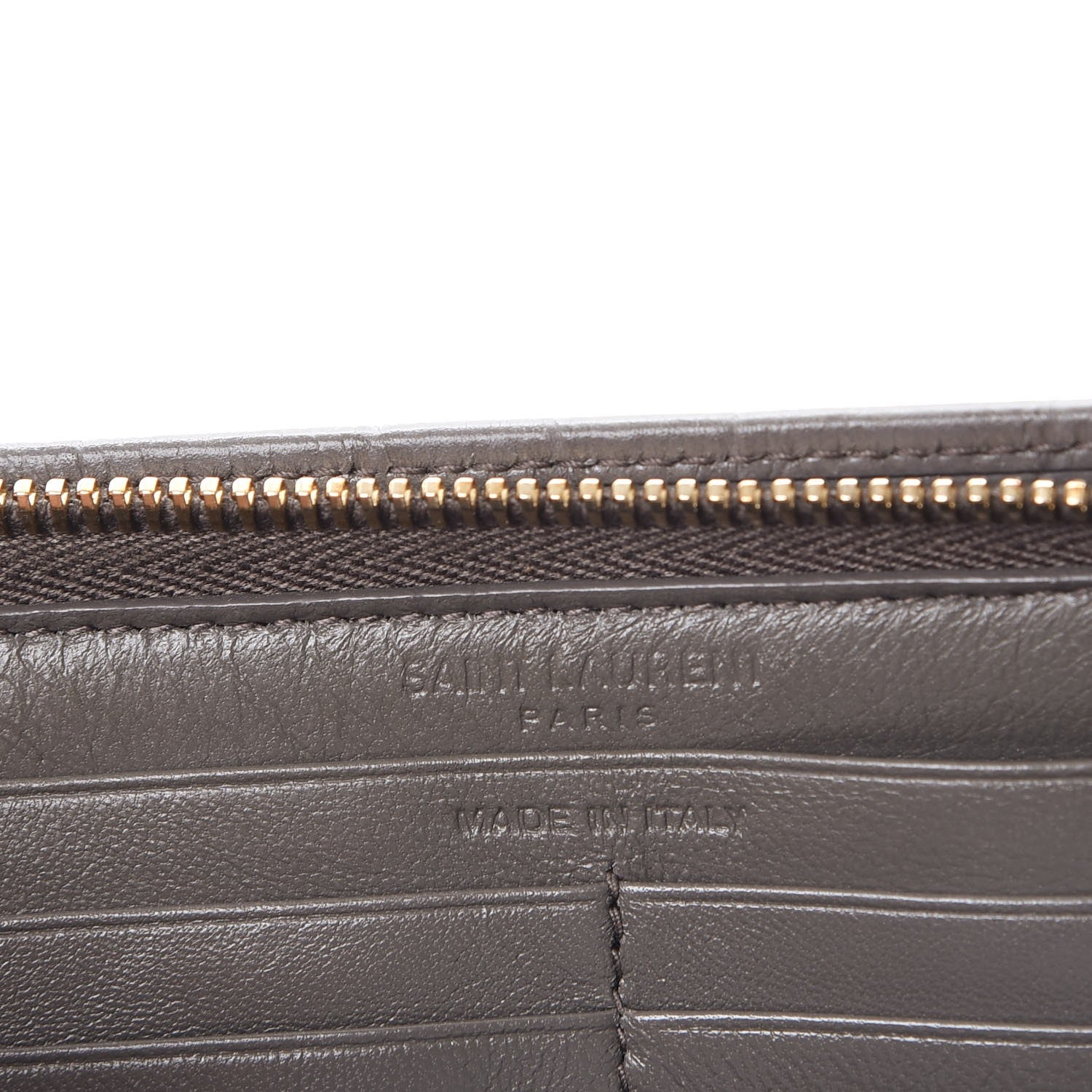Saint Laurent Calfskin Crocodile Embossed Classic Zip Around Continental Wallet Grey 6 of 7