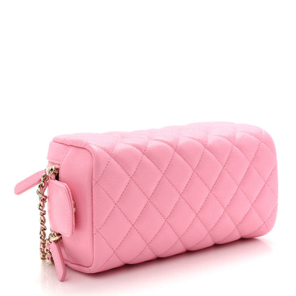 Chanel Caviar Quilted Toiletry Case With Chain Pink 4 of 8