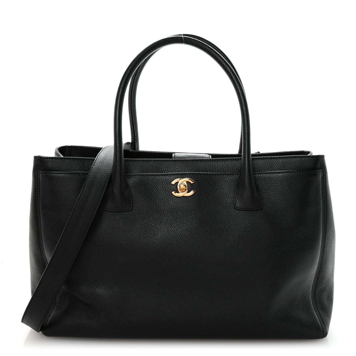 Calfskin Cerf Executive Shopper Tote Black