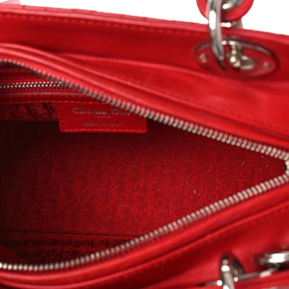 Christian Dior Lambskin Cannage Medium Lady Dior Red 5 of 9