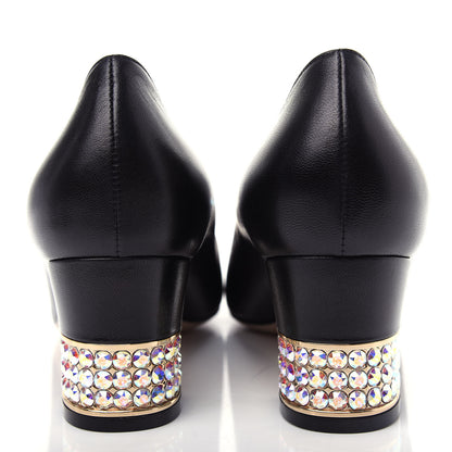 Gucci Malaga Kid Crystal Square G Madelyn Mid Heel Loafer Pumps 40 Black 7 of 11