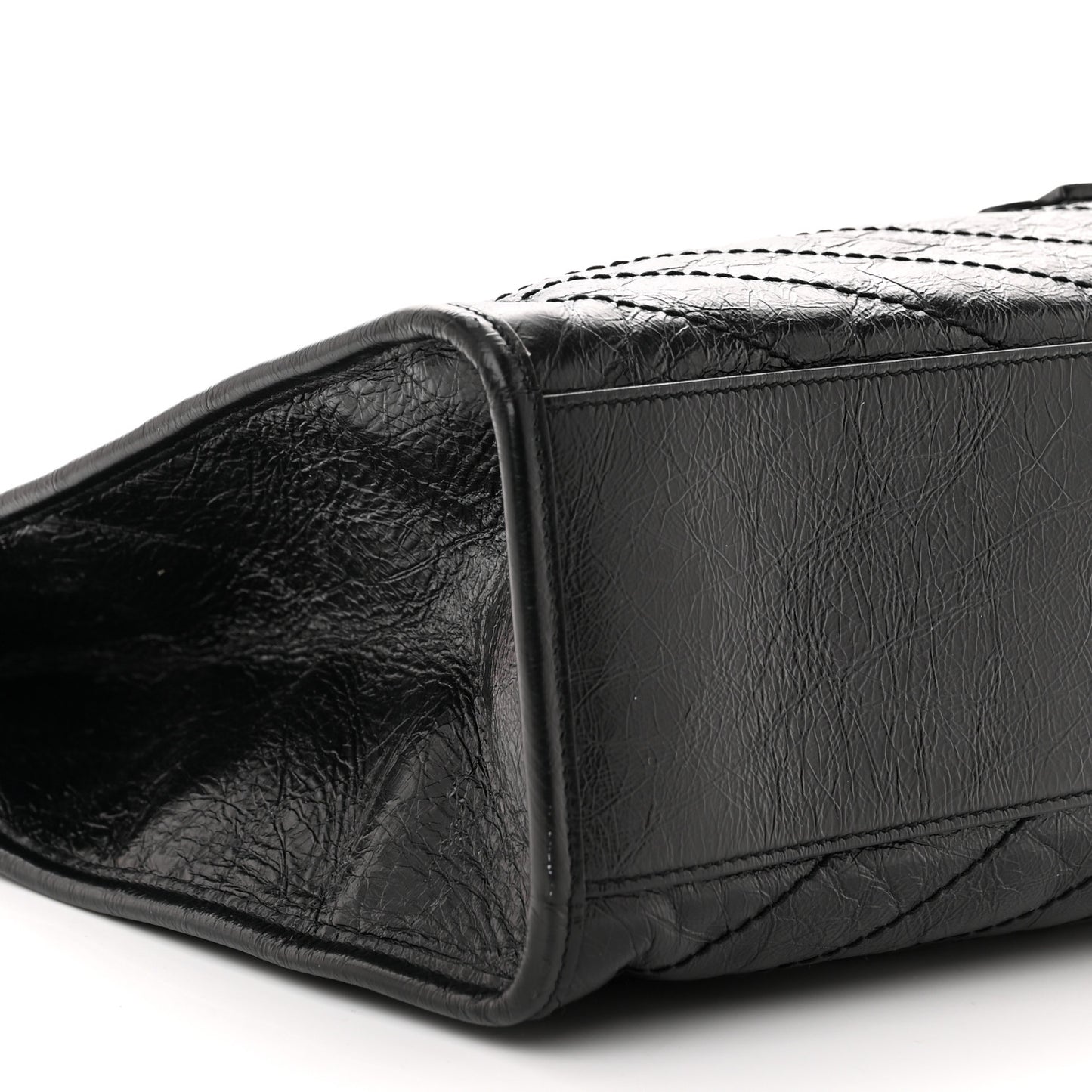 Crinkled Calfskin Matelasse Monogram Niki Shoulder Bag Black