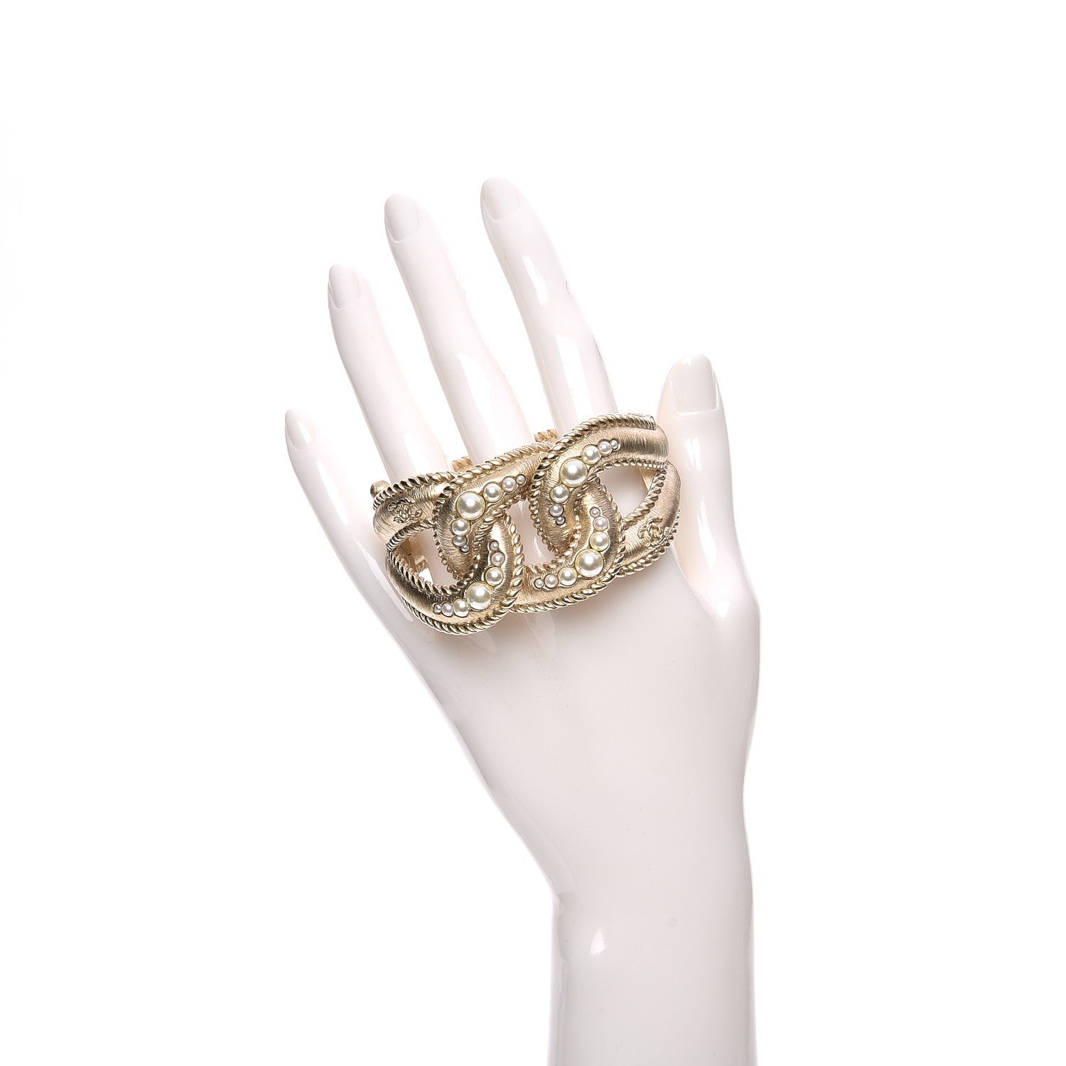 Chanel Pearl CC Cuff Gold 2 of 5