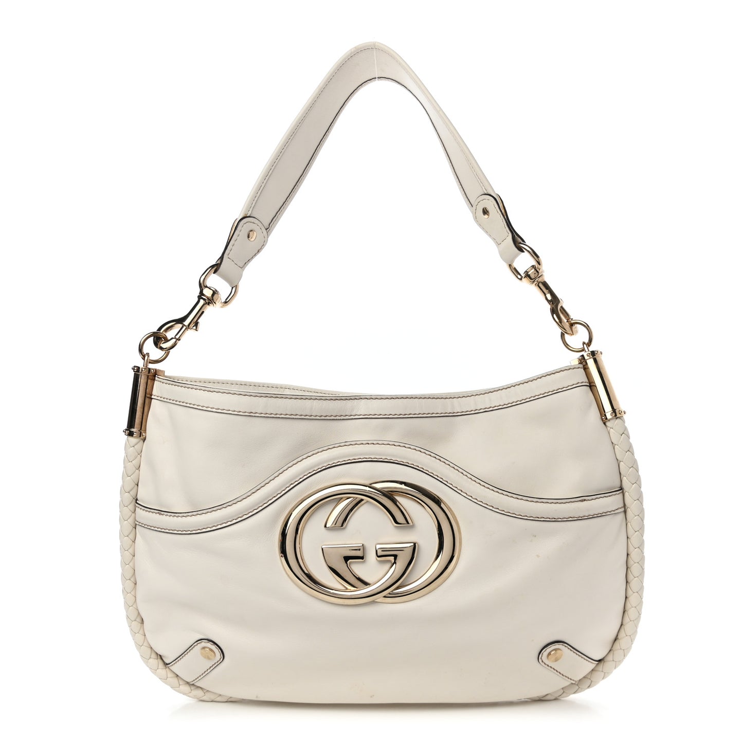 Calfskin Britt Medium Shoulder Bag White
