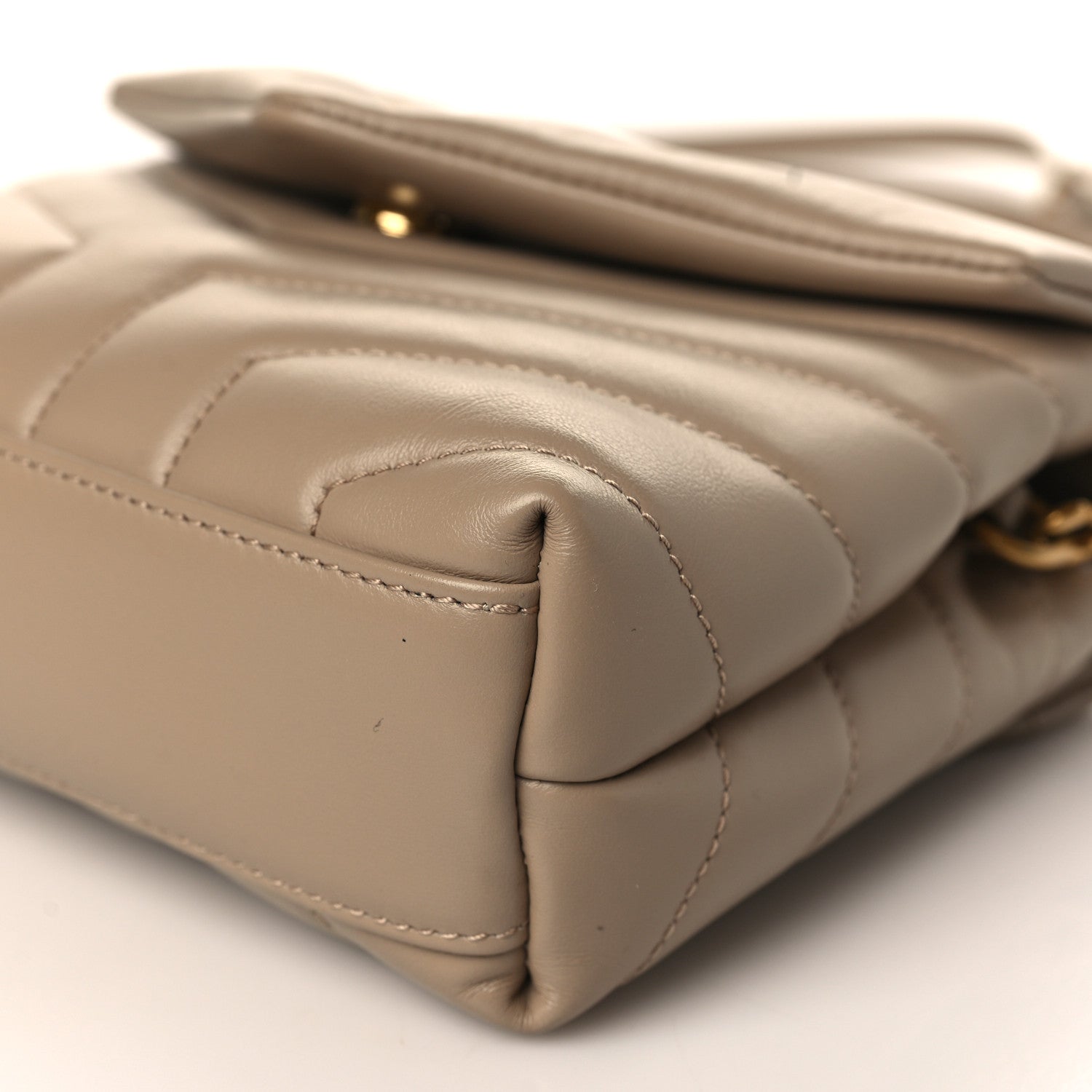 Saint Laurent Calfskin Y Quilted Monogram Toy Loulou Crossbody Bag Dark Beige 9 of 9