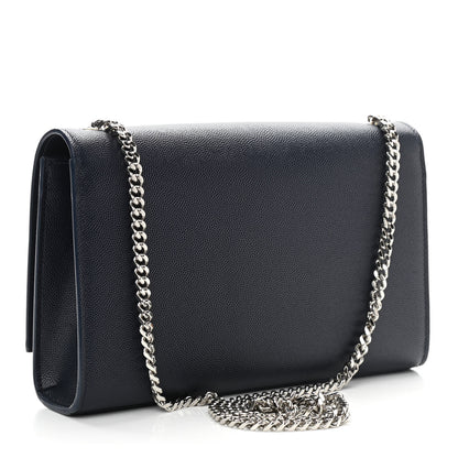 Saint Laurent Grain De Poudre Medium Classic Monogram Kate Satchel Deep Marine 2 of 9