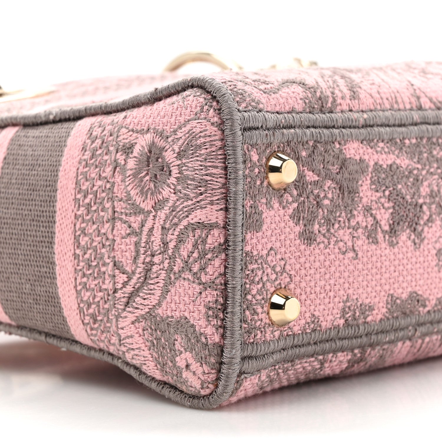 Christian Dior Canvas Toile De Jouy Embroidered Mini Lady D-Lite Gray Pink 9 of 10