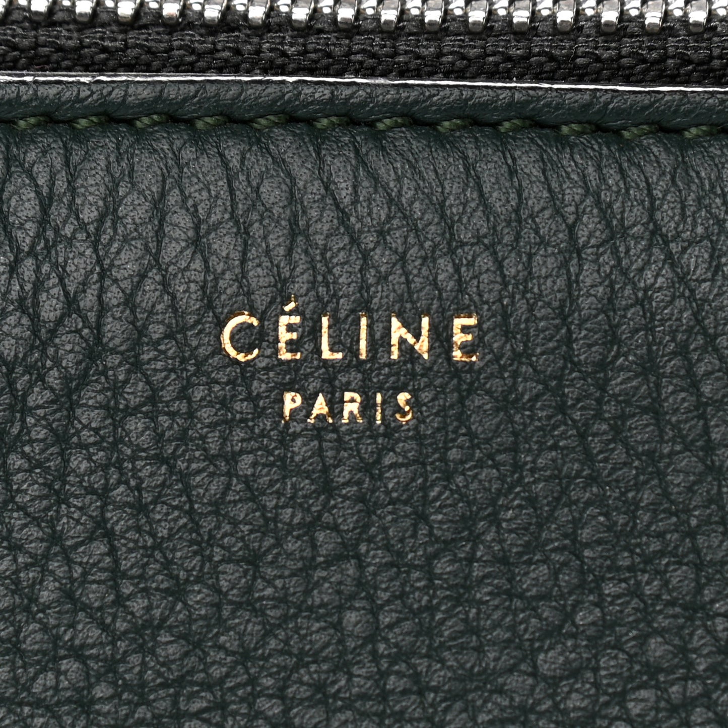 Grained Calfskin Small Bi-Color Edge Shoulder Bag Black Green