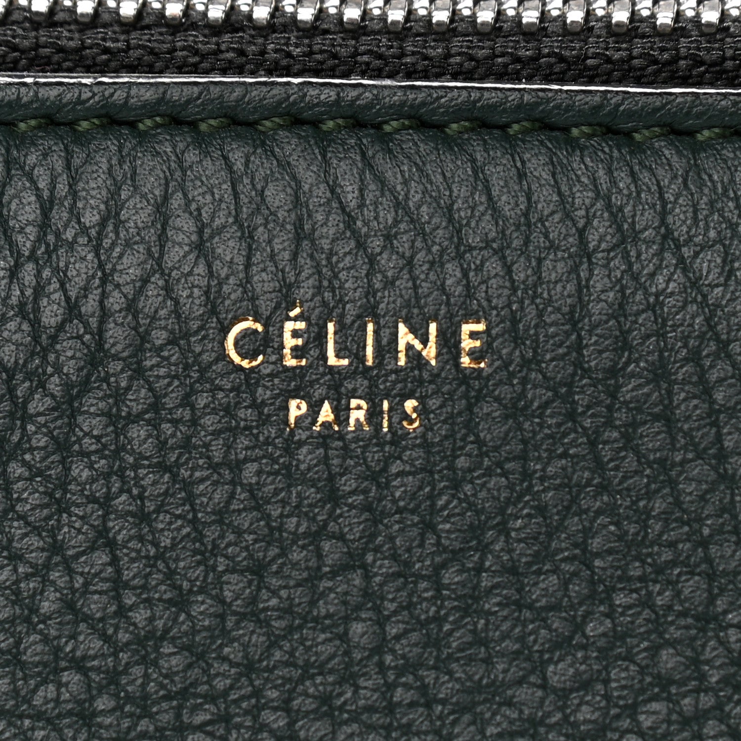 Celine Grained Calfskin Small Bi-Color Edge Shoulder Bag Black Green 6 of 15