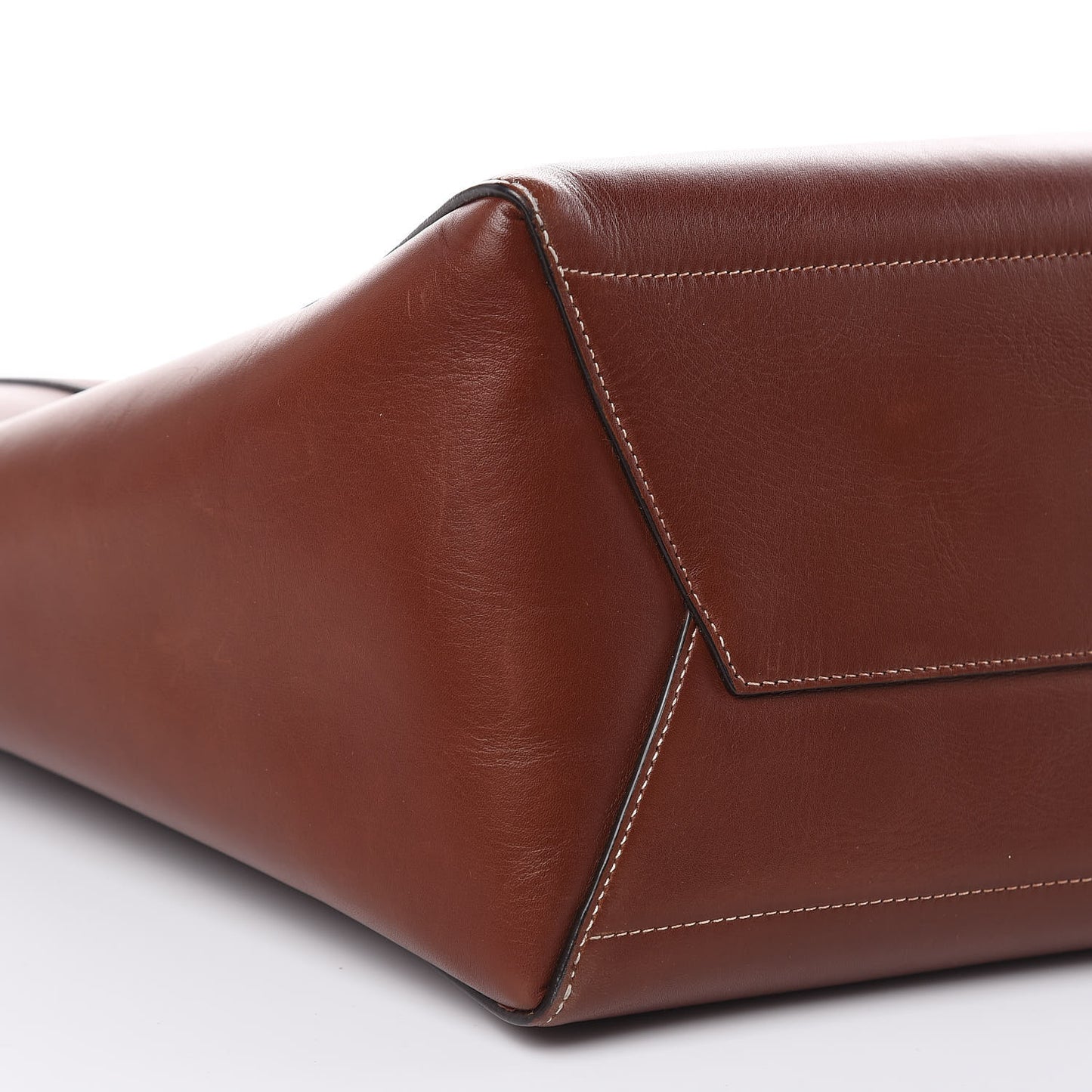 Natural Calfskin Sangle Bucket Bag Dark Brown