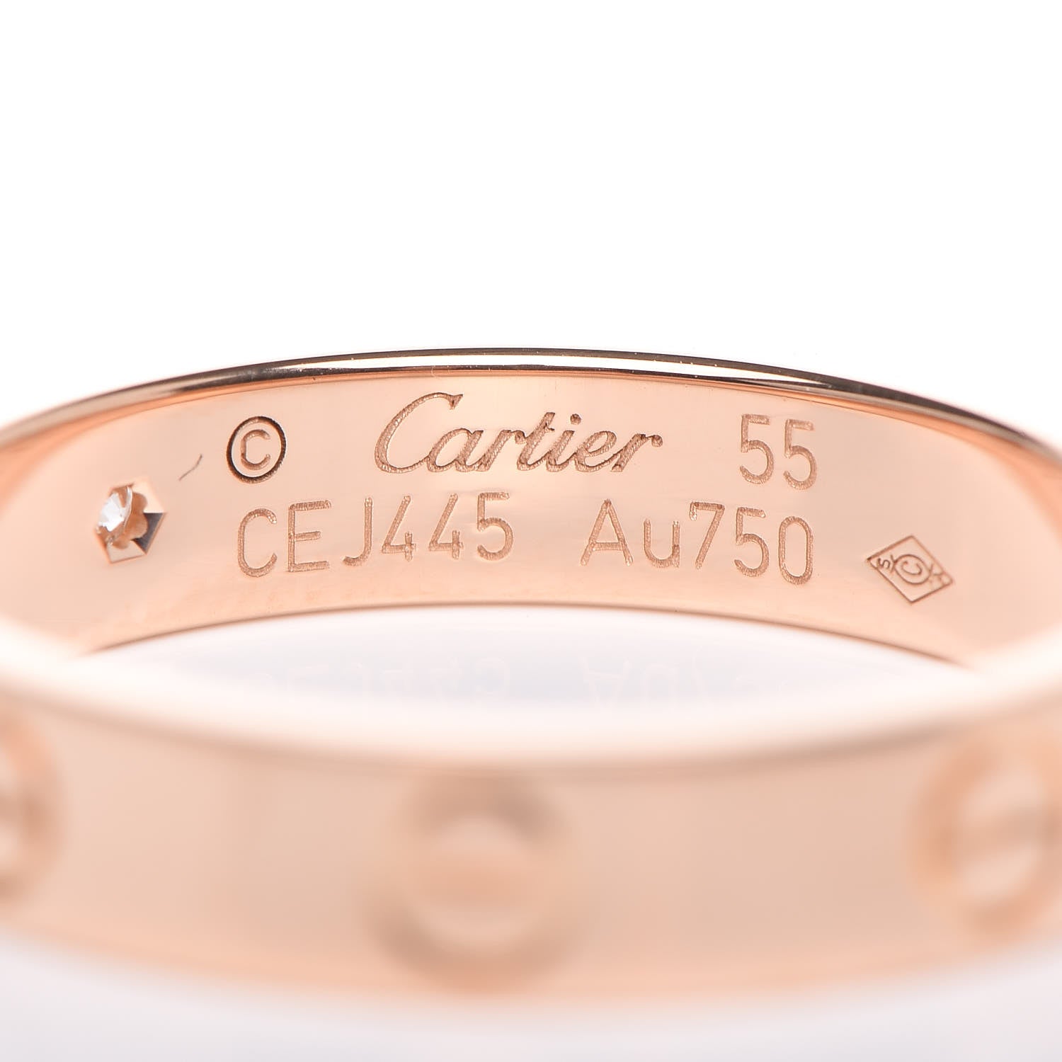 Cartier 18K Pink Gold Diamond LOVE Wedding Band Ring 55 7.25 4 of 5