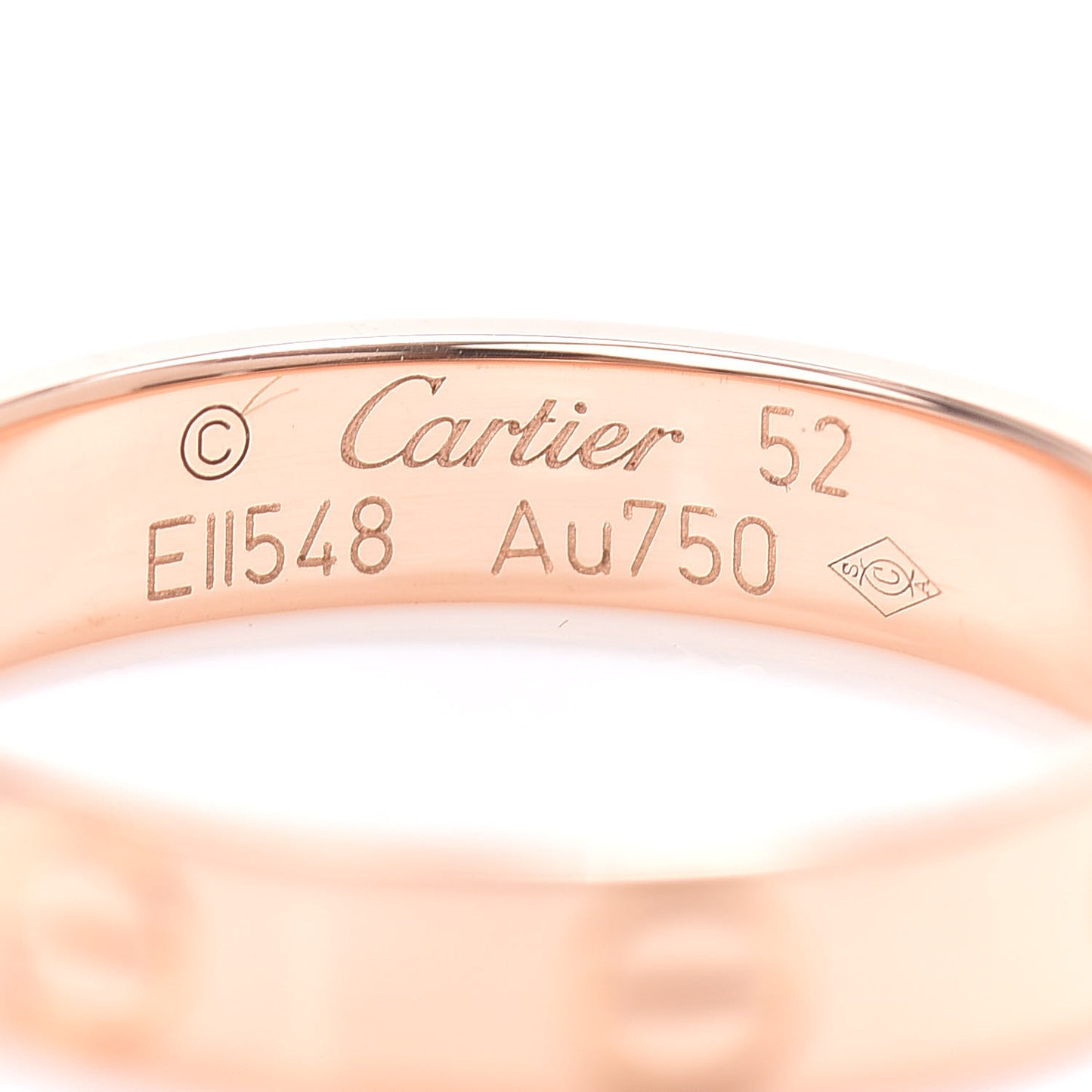 18K Pink Gold 3.5mm LOVE Wedding Band Ring 52 6