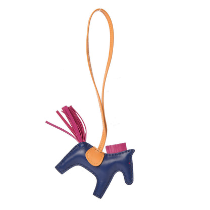 Hermes Milo Lambskin Grigri Rodeo Horse Bag Charm PM Bleu Saphir Rose Pourpre Bouton D'Or 1 of 4