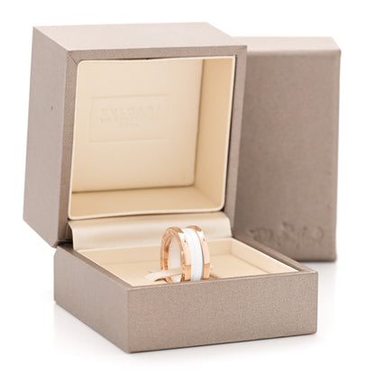 Bulgari 18K Rose Gold White Ceramic B.Zero1 Two-Band Ring  49 4.75 5 of 5