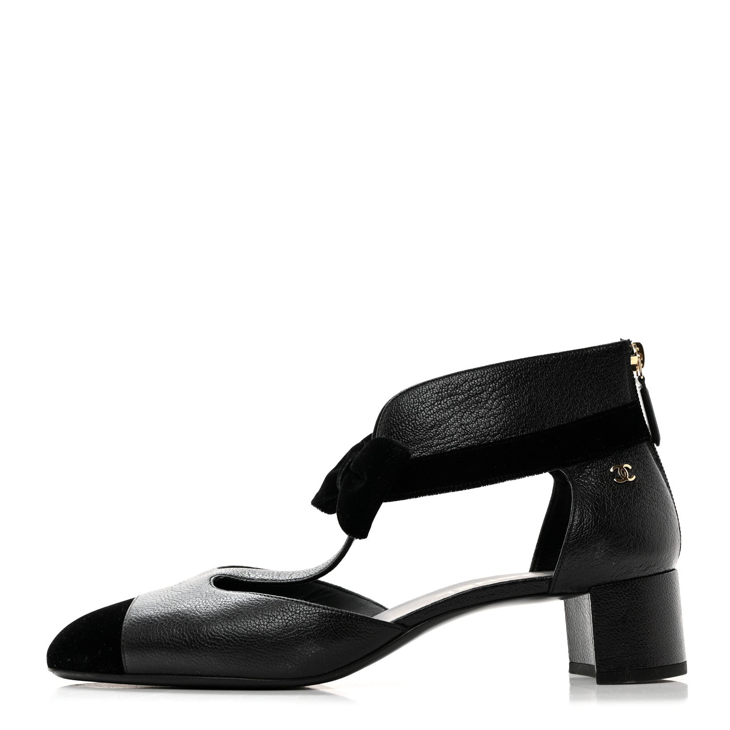 Chanel Goatskin Velvet Cap Toe CC Bow Cut Out Ankle Boots 41 Black 1 of 10