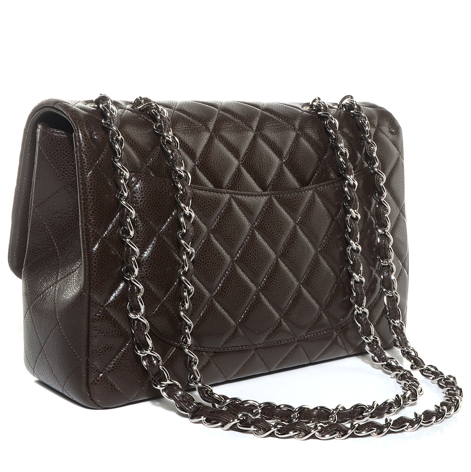 Chanel Caviar Quilted Jumbo Single Flap Dark Brown 3 of 9