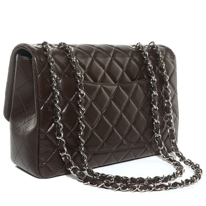 Chanel Caviar Quilted Jumbo Single Flap Dark Brown 3 of 9